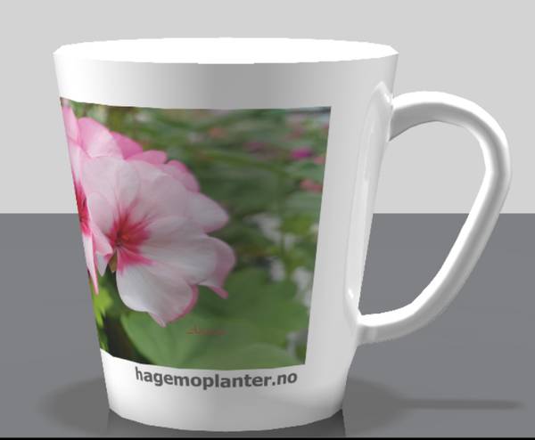 Drikkekrus med fotomotiv Pelargonium 'Augusta'